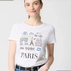 New J Crew Factory Paris France graphic Collector tee Size S L XL XXL